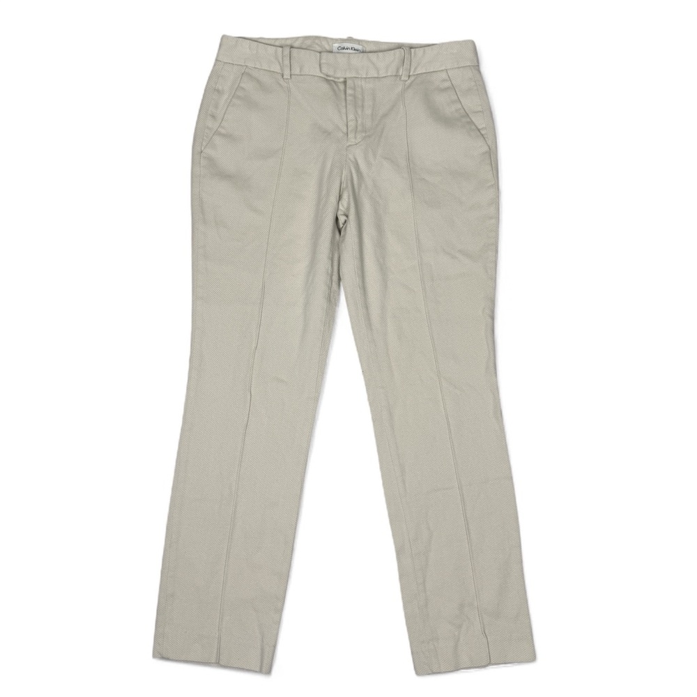 Calvin kelvin Womens Beige Flat Front Pants Size 4 Slightly Textured